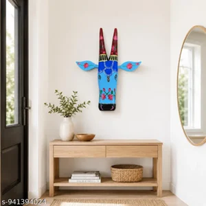 Multicolor Wooden Cow Face Wall Art For Living Room