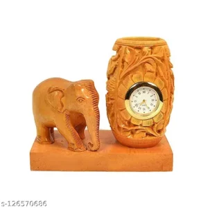 Wooden Pencil Holder With Elephant