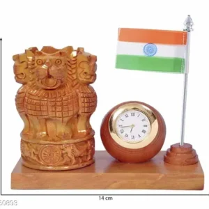 pen Holder With Flage and Clock