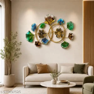 Contemporary Floral Wall Hanging With Golden Frame