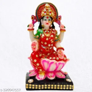 Goddess Lakshmi Idol For Home Office Decor Maa Laxmi Murti Sitting On Lotus For Pooja Mandir Vastu Idol For Diwali Lakshmi Puja Festive Gifting Home Temple Office Desk Housewarming Return Gifts Stone Finish 7 Inch