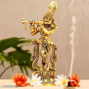 Original Metal Lord Krishna Krishna Bhagwan Murti Gold Finish Krishna Idol Lord Kahna Ji Idol Decorative Idols Figurines