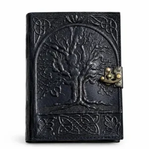 Black Tree Embossed Antique Handmade Leather Bound Journal Gift For Men Women Daily Notebook Diary Writing Pad For Artist Sketchbook Travel Drawing Journal Plain Paper 7X5