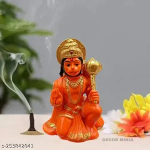 Marble Dust Orange Hanuman Ji Murti Hanuman Bala Ji Bajrangbali Statue Murti For Home Pooja Car Dashboard Small Size 3 Inch