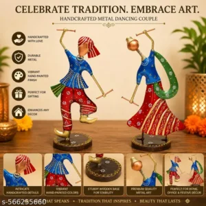 Dandiya Raas Couple Handmade Iron Figurine Diwali Special