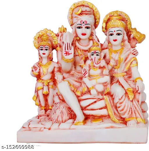 Shiv Parivar Idol With Lord Shiva Parvati Ganesha Kartikeya For Home Mandir Pooja Shiva Family Murti Statue Mahadev Parivar Idol For Temple Showpiece For Living Room Office Puja Ghar Ideal Gift For Mahashivratri Diwali Housewarming Festivals 8 Inch