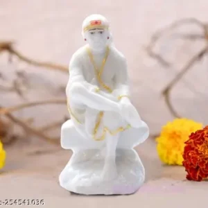 Polyresin White Sai Baba Murti Statue For Pooja Room Home Temple Car Dashboard Idol