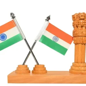 Wooden Ashoka pillar With 2 Flag