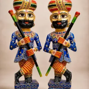 Wooden Rajasthani Musician Couple Statue Hotel Decor Home Decor Traditional Ethnic Table Decoration Living Room Decoration Handcrafted Decorative Showpiece