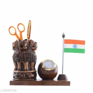 mk handicraft pen Holder With clock