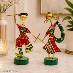 Handcrafted Metal Dandiya Couple Set Of 2 6 Inch