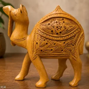 Mk Handicraft Handmade Wooden Camel Figurine Rajasthani Carved Miniature Desert Camel Idol Decorative Showpiece Gift for Home Office