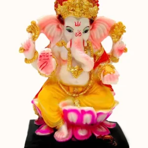 Lord Ganesha Idol For Home Mandir Pooja Ganpati Bappa Murti Sitting On Lotus Vinayaka Ganesh Statue For Temple Living Room Office Decor Ganesha Idol Gift For Diwali Ganesh Chaturthi Housewarming Festivals 7 Inch