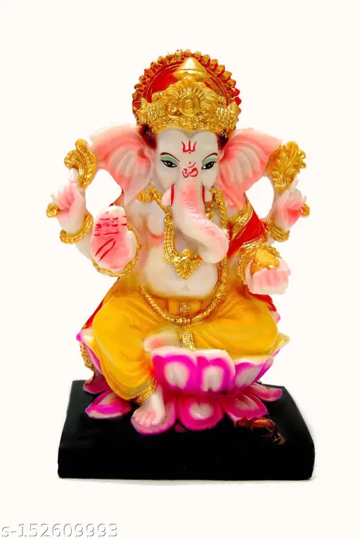 Lord Ganesha Idol For Home Mandir Pooja Ganpati Bappa Murti Sitting On Lotus Vinayaka Ganesh Statue For Temple Living Room Office Decor Ganesha Idol Gift For Diwali Ganesh Chaturthi Housewarming Festivals 7 Inch