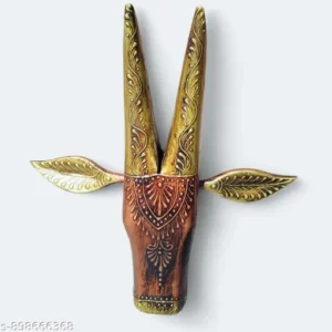 Hand Crafted Wooden Cow Face Head For Wall Decor Living Room Bed Roompuja Room Mango Wood Indian Folk