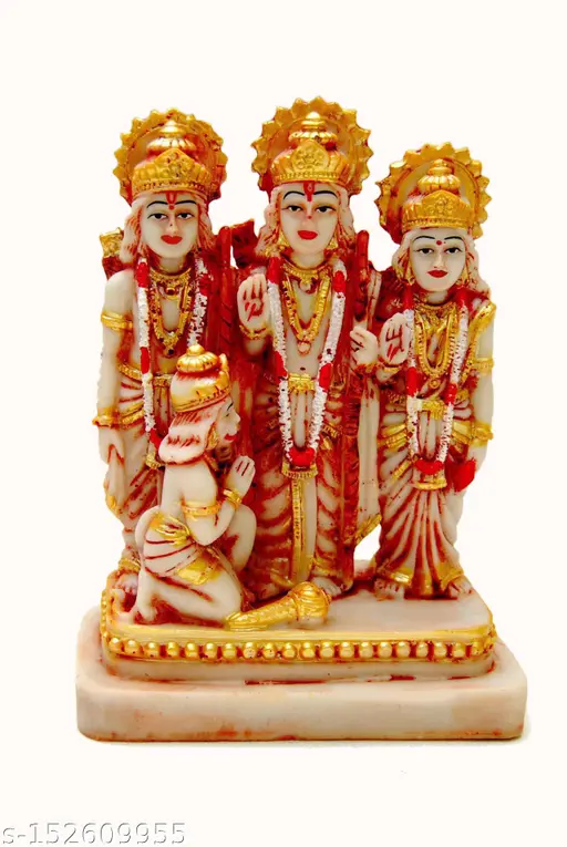 Ram Darbar Idol With Lord Ram Sita Lakshman Hanuman Statue For Home Mandir Pooja Shri Ram Parivar Murti Decorative Showpiece For Temple Living Room Office Ideal Gift For Ram Navami Diwali Wedding Griha Pravesh Anniversary Festive Occasions 7 Inch