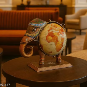 Handcrafted Elephant Globe Décor | Vintage World Map Showpiece for Home & Office