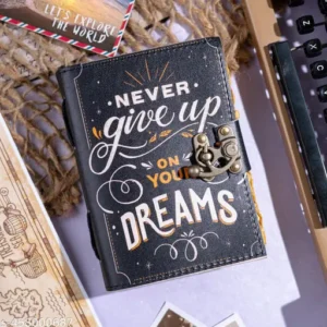 Vintage Leather Journal Diary Never Give Up