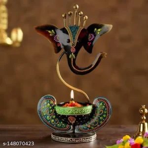Shubh Labh Edition Ganesha Diya Stand 100 Handmade Iron Decor
