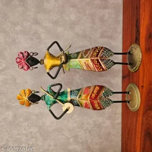 Iron Rajasthani Multi Color Decorative Musician 30 Cm Set Of 2