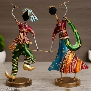 Traditional Indian Garba Dancers Showpiece In Iron 12.5 Inch