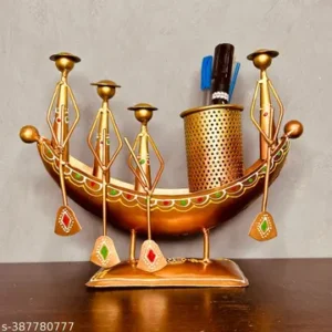 Metal Boat Pen Stand Decorative Showpiece