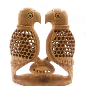 Wooden Perrot Jali Set of 2 Pic 15cm