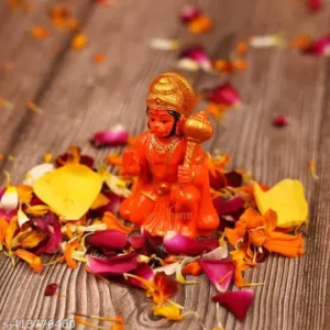 Polyresin Hanuman Bala Ji Murti Statue Idol Orange Color For Car Dashbaord Home Pooja Office Decor 3 Inches