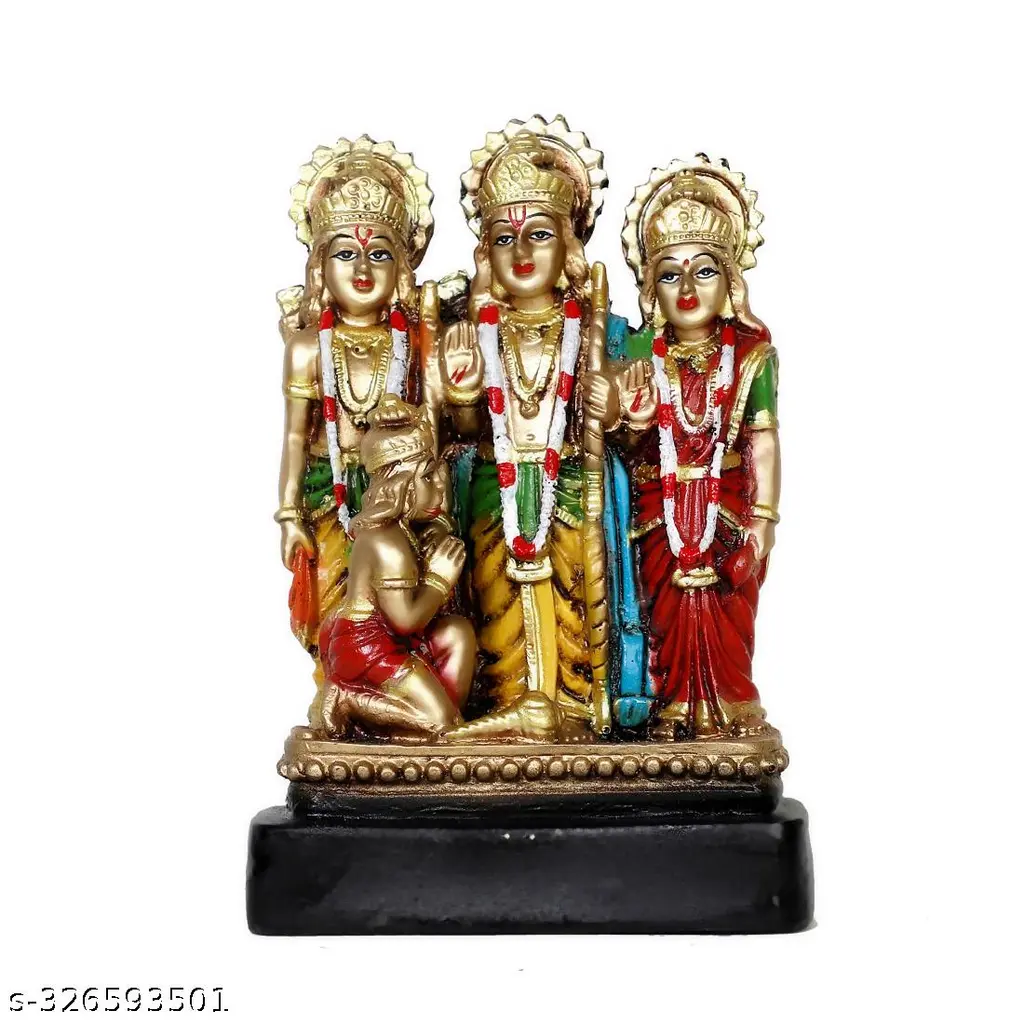 Ram Darbar Idol With Ram Sita Lakshman Hanuman For Home Temple Pooja Mandir Shri Ram Parivar Murti Statue Decorative Puja Idol For Ram Navami Diwali Daily Worship Idol For Home Office Gifting Housewarming Spiritual Decor Antique Finish 7 Inch