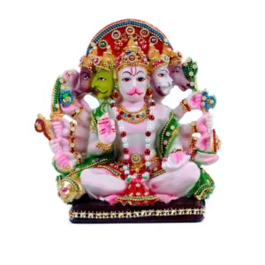 Panchmukhi Hanuman Idol Multicolor Decorative Murti For Home Mandir Pooja Five Faced Hanuman Ji Statue Idol For Temple Office Living Room Car Dashboard Ideal For Hanuman Jayanti Diwali Navratri Puja Griha Pravesh Devotional Gifting Stone Finished 6 Inch