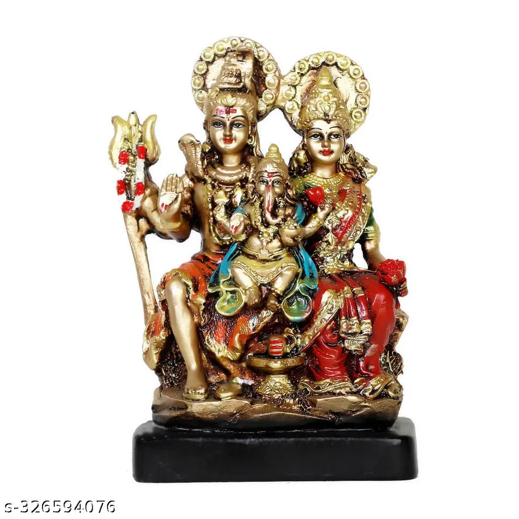 Shiv Parivar Idol With Lord Shiva Parvati Ganesh Shiva Family Statue For Home Temple Pooja Mandir Hindu God Shiv Parivar Murti Mahadev Parvati Ganpati Idol For Diwali Navratri Housewarming Religious Gift 8 Inch