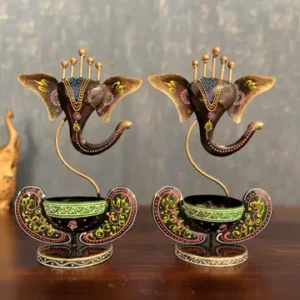 Iron Ganesh T Light Candle Holder Ganesh Candle Stand Ganesha Deepak Stand Iron Ganesha Table Decor Showpiece Figurine