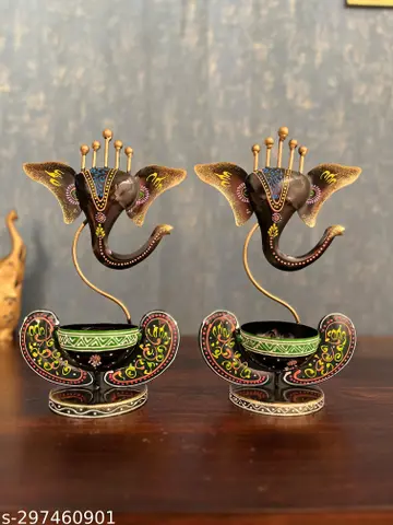 Iron Ganesh T Light Candle Holder Ganesh Candle Stand Ganesha Deepak Stand Iron Ganesha Table Decor Showpiece Figurine