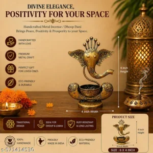 Handcrafted 17 CM Ganesha Tealight Holder Antique Gold Finish For Festive Decor