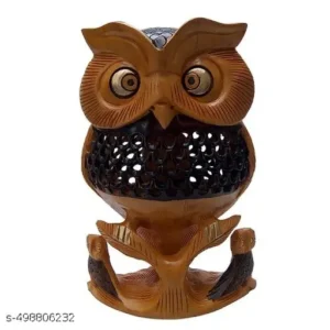 Mk Handicraft Wooden Owl Undercut 15cm