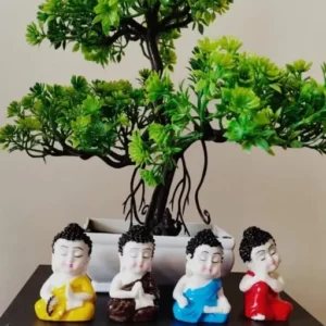 Cute Baby Buddha Resin Showpiece for Home Decor and Office Set of 4