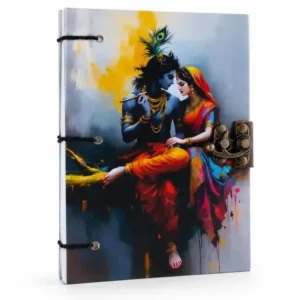 Divine Radha Krishna Lock Diary For Devotees A5 Hardcover Journal Hand Stitched Spiritual Gift For Bhakti Love 200 Unruled Pages