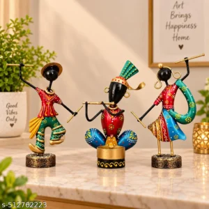 Xquisite Handcrafted Metal Musician Figurines 4x2x6.5 Inches Vibrant Artistic Decor For Your Home