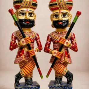 Traditional Wooden Chowkidar 12Inch Figurines Homedecor And Hotel Decor Showpiece