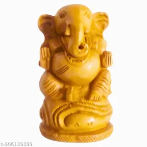Attractive Design Wooden Sitting Ganesh on Shank Idol for Pooja Home and Office Decor I Ganpati Gift I Ganesh Ji Murti I Ganesh Ji Murti for Ganesh Charturthi Decor 10 Cm