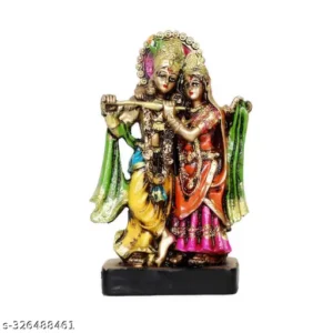 Radha Krishna Idol With Flute Shree Radha Krishna Murti For Home Temple Pooja Mandir Living Room Love Couple Decor Decorative Showpiece For Office Vastu Meditation Spiritual Space Ideal Gift For Janmashtami Diwali Holi Housewarming Wedding Anniversary Festive Gifting 8 Inch