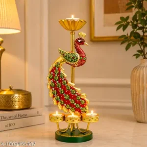 Handmade Peacock Metal Tea Light Candle Holder