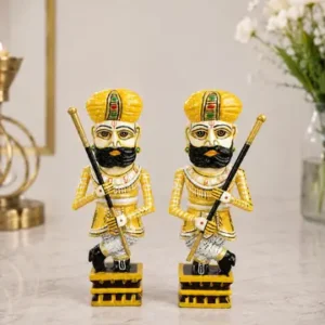 Rajasthani Wooden Musician Pair Traditional Handmade Decorative Showpiece Home Hotel Decor Table Decor