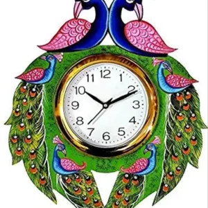 Two Peacock Wooden Decorative Wall Clock