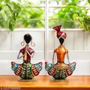 Iron T Light Multicolour Musician Table Decor Showpiece Set Of 2