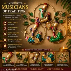 Handicraft Nagpuri Musicians Wall Hanging Decor Showpiece For Living Roombedroomlobbydiwani Decoration Home Decor Gift Multicolor40 X 40Cm