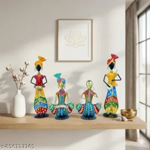 Metal Rajasthani Tribal Musician Showpiece Set For Home Decor Combo Set Pack Of 4 11 Inch