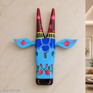 Ethnic Wooden Cow Head Wall Decor For Bedroom Hall