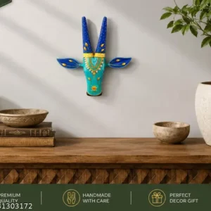 Handcrafted Wooden Cow Head Cow Face For Wall Decor Wooden Cow Statue Wall Mask Handcrafted Decor Indian Folk