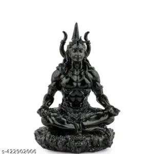 Polyresin Black Shiv Shanker Mahadev Statue Murti Idol Adiyogi Shiva Murti For Home Pooja Gifted Piece Car Dashboard Office Decor Small Size 35 Inches